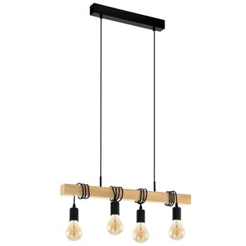 Lámpara Colgante Townshend 4 Bombillas Madera Negro Y Beige Eglo