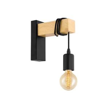 Lámpara Led De Pared Townshend Madera 1 Bombilla Negro Y Beige Eglo