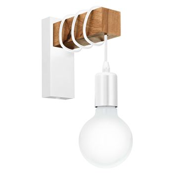 Lámpara De Pared Led Townshend Madera 1 Bombilla Blanco Y Beige Eglo