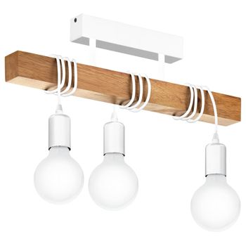 Lámpara De Techo Townshend Madera 3 Bombillas Blanco Y Beige Eglo