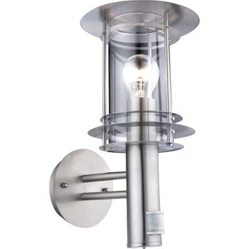 Lámpara Pared Exterior Con Sensor Miami Acero Inox Plata 3151s Globo