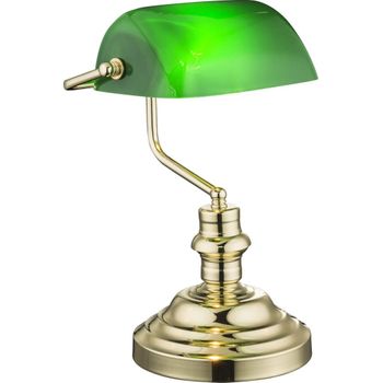 Lámpara De Mesa Antique Latón Verde 2491k Globo