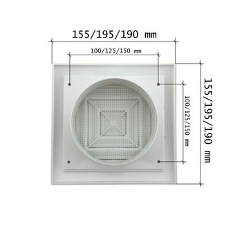 Rejilla De Plástico Blanca Serie Erc Blanco 155x155 Mm D100 Blanco 155x155 Mm D100