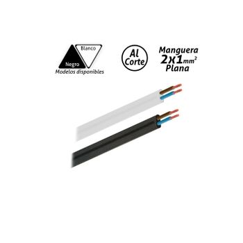 Manguera Eléctrica Plana 2x1mm2 Negro H05w-f  Negro H05w-f