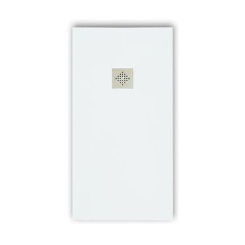 Plato De Ducha Pizarra Pure Blanco  70x70 Cm Rejilla Acero Inox.