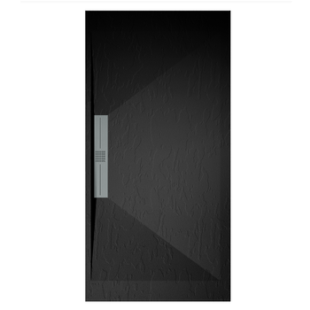 Plato De Ducha Pizarra Edis Negro  90x130 Cm Rejilla Inox