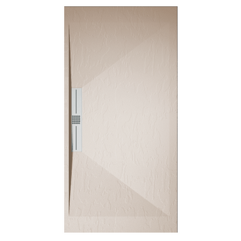 Plato De Ducha Pizarra Edis Crema  70x200 Cm Rejilla Inox