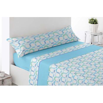 Juego De Sábanas 3 Piezas Estampado Miracle Home Acari Cama 90 Cm Azul