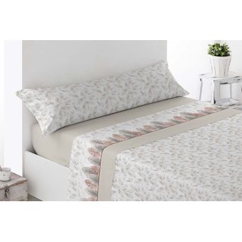 Juego De Sábanas Tela Estampado Miracle Home Tudela Cama De 135 Cm Beige