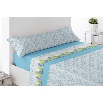 Juego De Sábanas Tela Estampado Miracle Home Tudela Cama De 90 Cm Azul