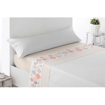 Juego De Sábanas Tela Estampado Miracle Home Ribas Cama De 90 Cm Beige