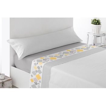 Juego De Sábanas Tela Estampado Miracle Home Ribas Cama De 105 Cm Gris