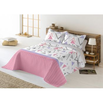 Colcha Bouti Estampado Geométrico Miracle Pristina 90 Cm Rosa