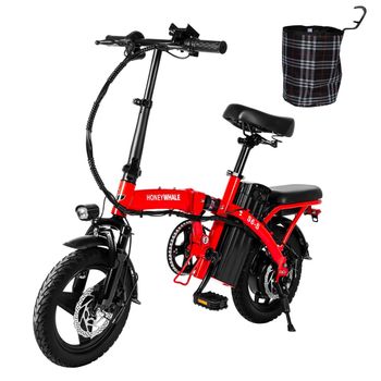 Bicicleta Eléctrica Honey Whale S6-s - Motor 350w Batería 48v10.4ah Autonomía 40km Frenos De Disco - Rojo