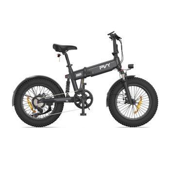 Bicicleta Eléctrica Pvy Turbo - Motor 250w Batería 48v13ah Ruedas De 20" Frenos De Disco Mecánicos - Gris