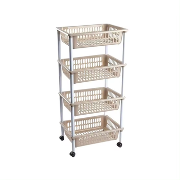 Carro Verdulero Modelo Plft Con Ruedas 4 Cestas 85 X 40 X 30 Cm , Carrito Portaobjetos Estantes Multiusos Para Organizar Los Espacios Domésticos, Organizador De Cocina Y Hogar (blanco)