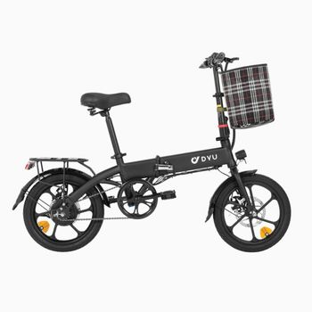 Bicicleta Eléctrica Dyu A1f Pro 16" - Motor 250w Batería 36v7.5ah Alcance 30km Frenos De Disco - Negro