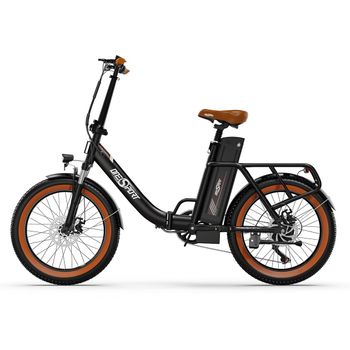 Bicicleta Eléctrica Onesport Ot16-2 - Ruedas De 20" Motor 250w Batería 48v17ah Autonomía 60km - Marrón Negro