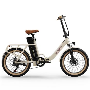 Bicicleta Eléctrica Onesport Ot16-2 - Ruedas De 20" Motor 250w Batería 48v17ah Autonomía 60km - Blanquecino