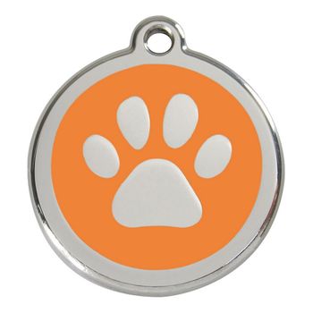 Placa Identificativa Para Collar Red Dingo Huella De Animal Naranja (ø 20 Mm)