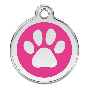 Placa Identificativa Para Collar Red Dingo Huella De Animal Fucsia Talla M (ø 30 Mm)