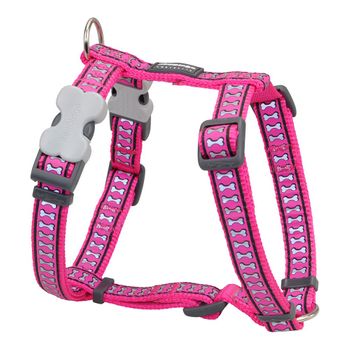 Arnés Para Perro Red Dingo Hueso Reflectante 25-39 Cm Fucsia