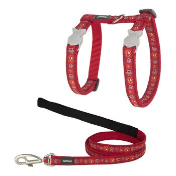 Arnés Para Gato Ticwatch Style Rojo Correa Huella De Animal