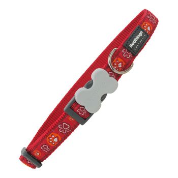 Collar Para Perro Red Dingo Style Rojo Huella De Animal (2 X 31-47 Cm)