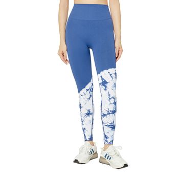 Pantalones Tie-dye Parcial De Yoga Frees Copes Alta Elasticidad Teñido Anudado Material Elastano