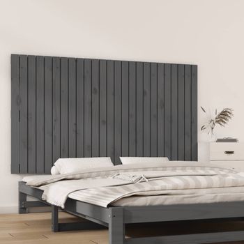 Cabecero De Cama De Pared | Panel De Cabecera Madera Maciza Pino Gris 159,5x3x90 Cm Cfw851857