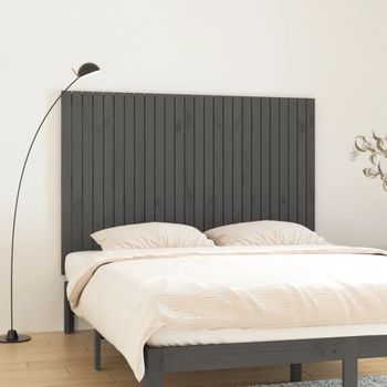 Cabecero De Cama De Pared | Panel De Cabecera Madera Maciza Pino Gris 166x3x110 Cm Cfw688100