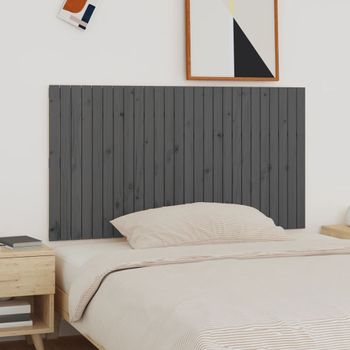 Cabecero De Cama De Pared | Panel De Cabecera Madera Maciza Pino Gris 166x3x90 Cm Cfw157505