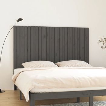 Cabecero De Cama De Pared | Panel De Cabecera Madera Maciza Pino Gris 185x3x110 Cm Cfw127980