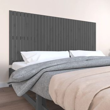 Cabecero De Cama De Pared | Panel De Cabecera Madera Maciza Pino Gris 204x3x90 Cm Cfw279385