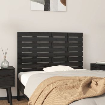 Cabecero De Cama De Pared | Panel De Cabecera Madera Maciza Pino Negro 106x3x63 Cm Cfw603103