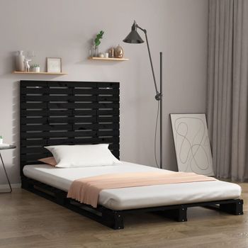 Cabecero De Cama De Pared | Panel De Cabecera Madera Maciza Pino Negro 106x3x91,5cm Cfw424047