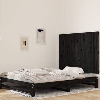 Cabecero De Cama De Pared | Panel De Cabecera Madera Maciza Pino Negro 127,5x3x90cm Cfw281221