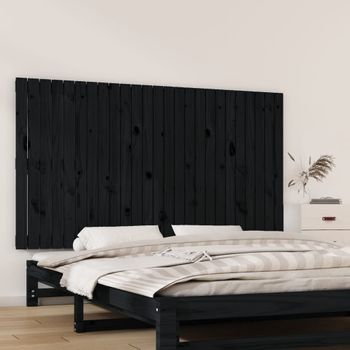 Cabecero De Cama De Pared | Panel De Cabecera Madera Maciza Pino Negro 159,5x3x90cm Cfw106716