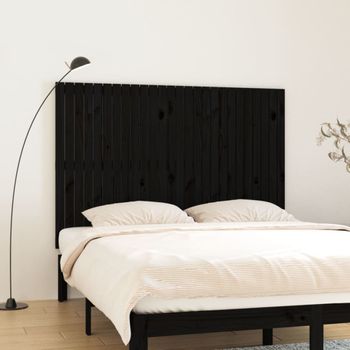 Cabecero De Cama De Pared | Panel De Cabecera Madera Maciza Pino Negro 166x3x110 Cm Cfw258521