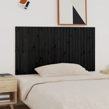 Cabecero De Cama De Pared | Panel De Cabecera Madera Maciza Pino Negro 166x3x90 Cm Cfw925974