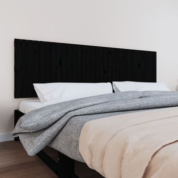 Cabecero De Cama De Pared | Panel De Cabecera Madera Maciza Pino Negro 204x3x60 Cm Cfw195585