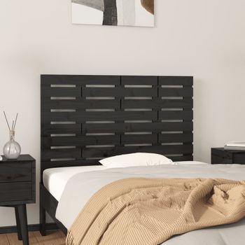 Cabecero De Cama De Pared | Panel De Cabecera Madera Maciza Pino Negro 96x3x63 Cm Cfw457909