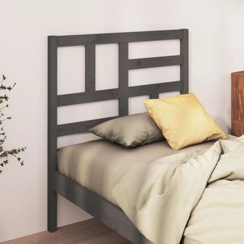 Cabecero De Cama | Panel De Cabecera Madera Maciza De Pino Gris 81x4x104 Cm Cfw364479