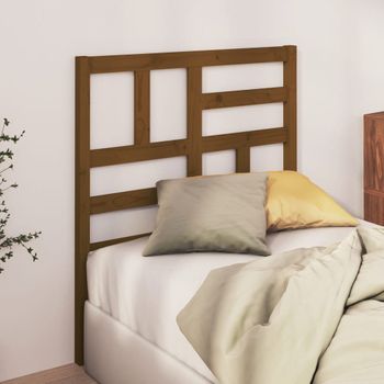 Cabecero De Cama | Panel De Cabecera Madera Maciza De Pino Marrón Miel 106x4x104 Cm Cfw415286