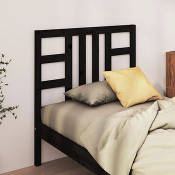 Cabecero De Cama | Panel De Cabecera Madera Maciza De Pino Negro 106x4x100 Cm Cfw270199