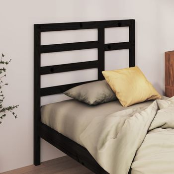 Cabecero De Cama | Panel De Cabecera Madera Maciza De Pino Negro 106x4x104 Cm Cfw484807