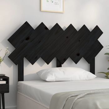 Cabecero De Cama | Panel De Cabecera Madera Maciza De Pino Negro 122,5x3x80,5 Cm Cfw752923