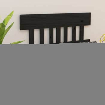 Cabecero De Cama | Panel De Cabecera Madera Maciza De Pino Negro 123,5x3x81 Cm Cfw544907