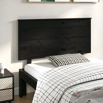 Cabecero De Cama | Panel De Cabecera Madera Maciza De Pino Negro 124x6x82,5 Cm Cfw885734