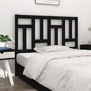 Cabecero De Cama | Panel De Cabecera Madera Maciza De Pino Negro 125,5x4x100 Cm Cfw368801